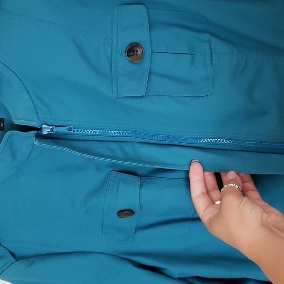 Lafayette 148 blue jacket, military style, spring fall jacket, women's size 12 - Picture 10 of 15